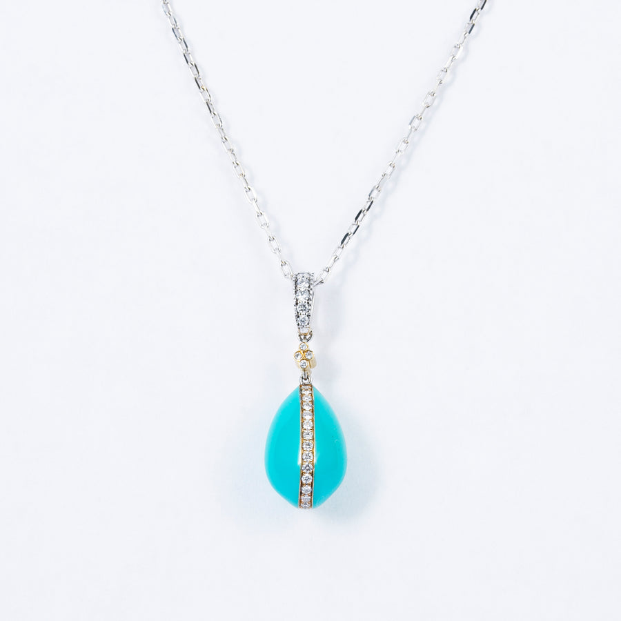 Set of earrings and necklace with Turquoise enamel (single copy)