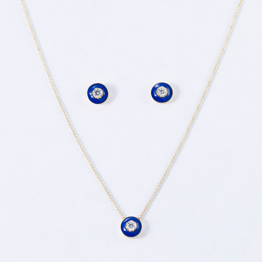 Set of earrings and pendant with Royal Blue enamel