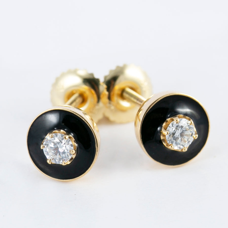 Earrings with Black Onyx enamel