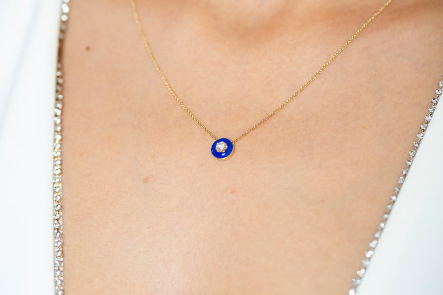 Pendant necklace with Royal Blue enamel